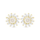 Sterling Silver 925 Earring Golden Plated Embedded With White Zircon