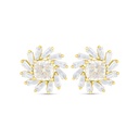 Sterling Silver 925 Earring Golden Plated Embedded With White Zircon