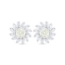 Sterling Silver 925 Earring Rhodium Plated Embedded With Yellow Diamond And White Zircon