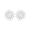 Sterling Silver 925 Earring Rhodium Plated Embedded With Yellow Diamond And White Zircon