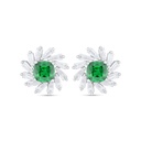 Sterling Silver 925 Earring Rhodium Plated Embedded With Emerald Zircon And White Zircon