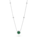 Sterling Silver 925 Necklace Rhodium Plated Embedded With Emerald Zircon And White Zircon