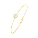 Sterling Silver 925 Bracelet Golden Plated Embedded With Yellow Diamond And White Zircon