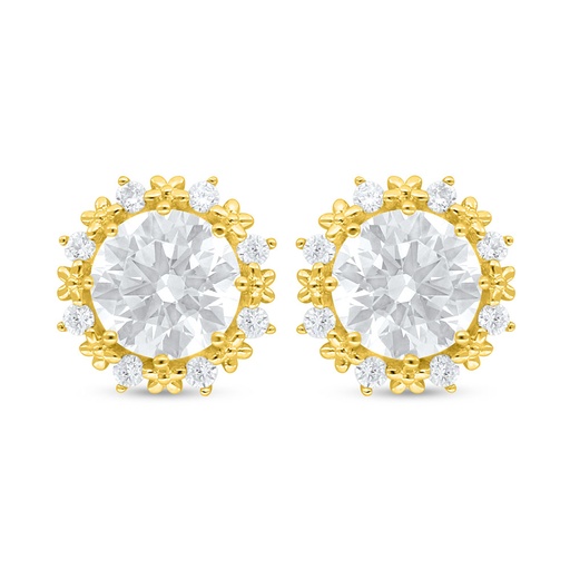 [EAR02WCZ00000C921] Sterling Silver 925 Earring Golden Plated Embedded With White Zircon