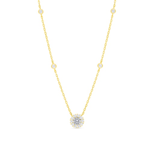 [NCL02WCZ00000C006] Sterling Silver 925 Necklace Golden Plated Embedded With White Zircon