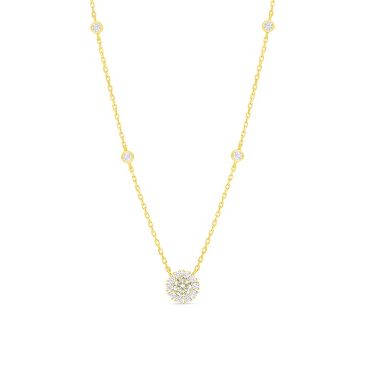 [NCL02CIT00WCZC006] Sterling Silver 925 Necklace Golden Plated Embedded With Yellow Diamond And White Zircon