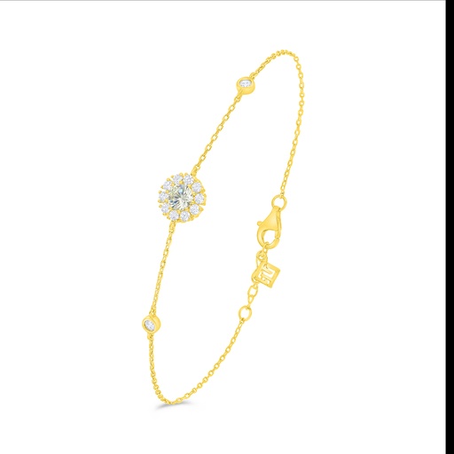 [BRC02CIT00WCZB470] Sterling Silver 925 Bracelet Golden Plated Embedded With Yellow Diamond And White Zircon