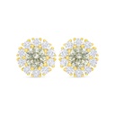 Sterling Silver 925 Earring Golden Plated Embedded With Yellow Diamond And White Zircon