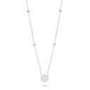 Sterling Silver 925 Necklace Rhodium Plated Embedded With Yellow Diamond And White Zircon