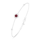 Sterling Silver 925 Bracelet Rhodium Plated Embedded With Ruby Corundum And White Zircon