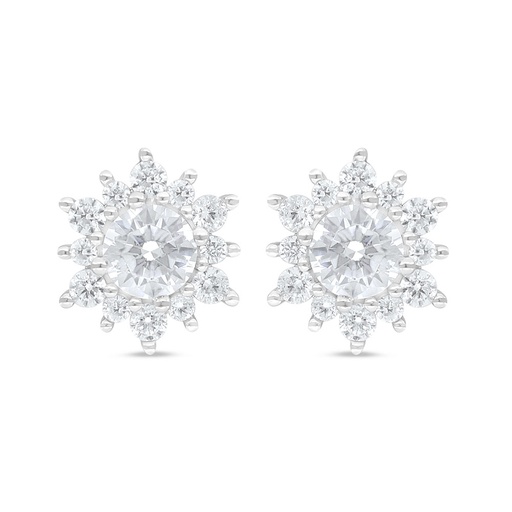 [EAR01WCZ00000C923] Sterling Silver 925 Earring Rhodium Plated Embedded With White Zircon