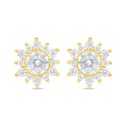 Sterling Silver 925 Earring Golden Plated Embedded With White Zircon