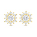 Sterling Silver 925 Earring Golden Plated Embedded With White Zircon