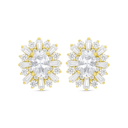 [EAR02WCZ00000C924] Sterling Silver 925 Earring Golden Plated Embedded With White Zircon