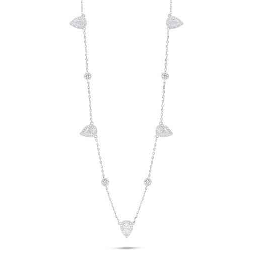 [NCL01WCZ00000C010] Sterling Silver 925 Necklace Rhodium Plated Embedded With White Zircon