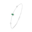 Sterling Silver 925 Bracelet Rhodium Plated Embedded With Emerald Zircon And White Zircon