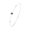 Sterling Silver 925 Bracelet Rhodium Plated Embedded With Ruby Corundum And White Zircon