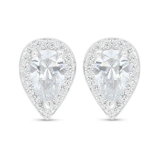 [EAR01WCZ00000C926] Sterling Silver 925 Earring Rhodium Plated Embedded With White Zircon