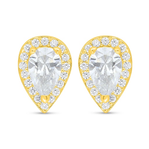 [EAR02WCZ00000C926] Sterling Silver 925 Earring Golden Plated Embedded With White Zircon