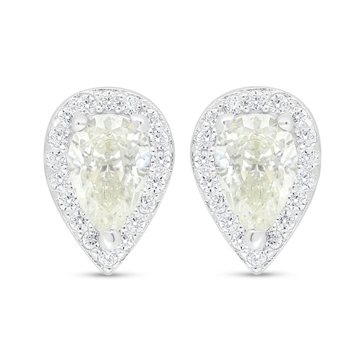 [EAR01CIT00WCZC926] Sterling Silver 925 Earring Rhodium Plated Embedded With Yellow Diamond And White Zircon