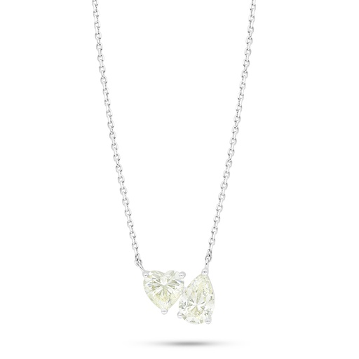 [NCL01CIT00000C011] Sterling Silver 925 Necklace Rhodium Plated Embedded With Yellow Diamond 