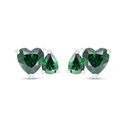 Sterling Silver 925 Earring Rhodium Plated Embedded With Emerald Zircon 