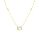 Sterling Silver 925 Necklace Golden Plated Embedded With Yellow Diamond And White Zircon