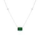 Sterling Silver 925 Necklace Rhodium Plated Embedded With Emerald Zircon And White Zircon
