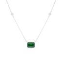 Sterling Silver 925 Necklace Rhodium Plated Embedded With Emerald Zircon And White Zircon