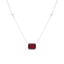 Sterling Silver 925 Necklace Rhodium Plated Embedded With Ruby Corundum And White Zircon