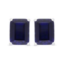 Sterling Silver 925 Earring Rhodium Plated Embedded With Sapphire Corundum 