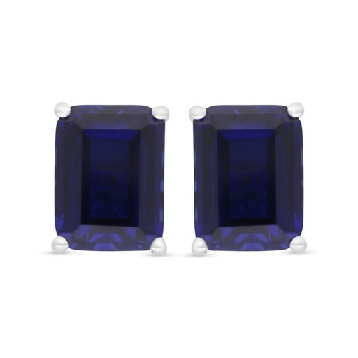 [EAR01SAP00000C928] Sterling Silver 925 Earring Rhodium Plated Embedded With Sapphire Corundum 