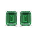 Sterling Silver 925 Earring Rhodium Plated Embedded With Emerald Zircon 