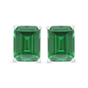 Sterling Silver 925 Earring Rhodium Plated Embedded With Emerald Zircon 