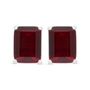 Sterling Silver 925 Earring Rhodium Plated Embedded With Ruby Corundum 