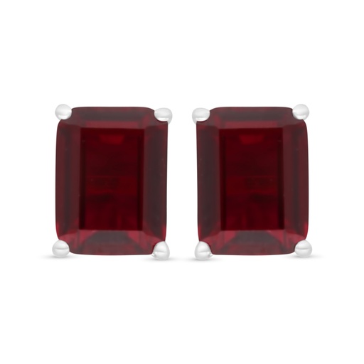 [EAR01RUB00000C928] Sterling Silver 925 Earring Rhodium Plated Embedded With Ruby Corundum 