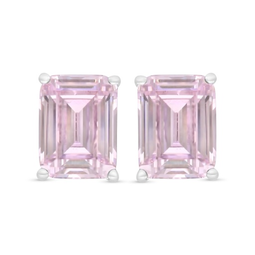 [EAR01PIK00000C928] Sterling Silver 925 Earring Rhodium Plated Embedded With Pink Zircon 