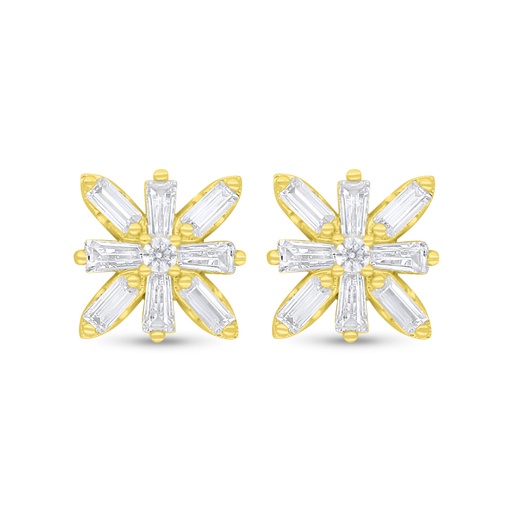 [EAR02WCZ00000C935] Sterling Silver 925 Earring Golden Plated Embedded With White Zircon