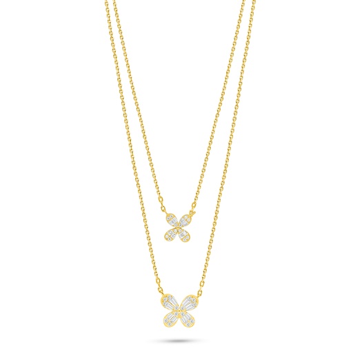 [NCL02WCZ00000C020] Sterling Silver 925 Necklace Golden Plated Embedded With White Zircon