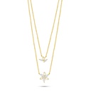 Sterling Silver 925 Necklace Golden Plated Embedded With White Zircon