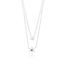 Sterling Silver 925 Necklace Rhodium Plated Embedded With Sapphire Corundum And White Zircon