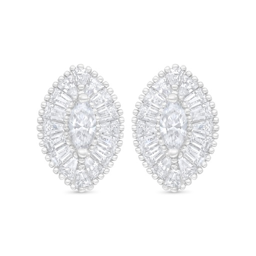 [EAR01WCZ00000C939] Sterling Silver 925 Earring Rhodium Plated Embedded With White Zircon