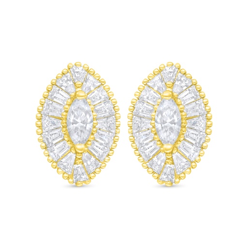 [EAR02WCZ00000C939] Sterling Silver 925 Earring Golden Plated Embedded With White Zircon