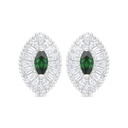 Sterling Silver 925 Earring Rhodium Plated Embedded With Emerald Zircon And White Zircon