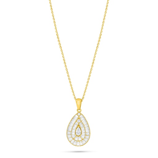 [NCL02WCZ00000C024] Sterling Silver 925 Necklace Golden Plated Embedded With White Zircon