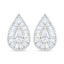 Sterling Silver 925 Earring Rhodium Plated Embedded With White Zircon