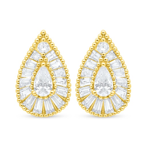 [EAR02WCZ00000C940] Sterling Silver 925 Earring Golden Plated Embedded With White Zircon