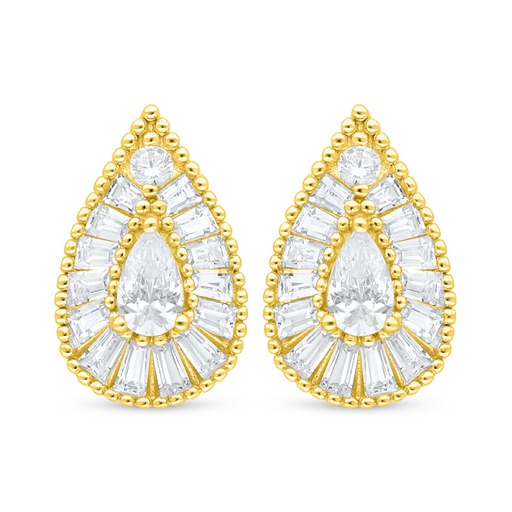 [EAR02WCZ00000C940] Sterling Silver 925 Earring Golden Plated Embedded With White Zircon