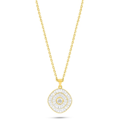 [NCL02WCZ00000C025] Sterling Silver 925 Necklace Golden Plated Embedded With White Zircon