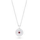 Sterling Silver 925 Necklace Rhodium Plated Embedded With Ruby Corundum And White Zircon